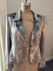 Anne Klein Silber Samt Seide Mischung Jacke Größe 10 - Bild 1 von 7