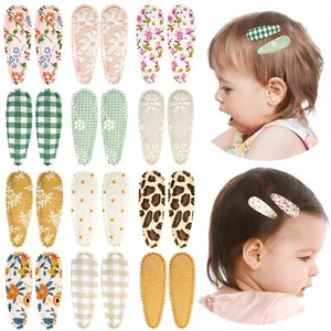 24PCS Baby Hair Clips Non-Slip Snap Barrettes Floral Print 2.2” Kids Girls - Picture 1 of 6