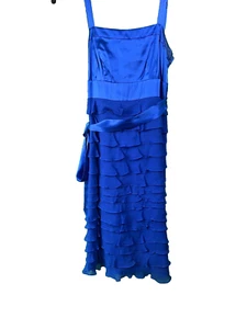 Monsoon blue chiffon dress with ruffles size 10 - Picture 1 of 6