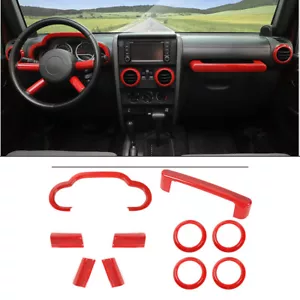 10x Interior Decoration Trim Cover Accessories For Jeep Wrangler JK 2007-10 Red - Picture 1 of 12