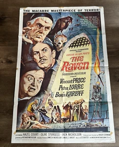 ORIGINAL 1963 DER RABE HORRORFILM POSTER 27"X41" BORIS KARLOFF VINCENT PREIS - Bild 1 von 5