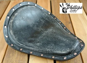 Rich Phillips Black Distressed Motorcycle Seat Harley Chopper Bobber Sportster - Picture 1 of 1