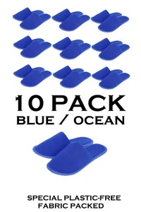 Chochili Blue 10 Pairs Fabric Packed Terry Cotton Disposable Hotel Slippers - Picture 1 of 8