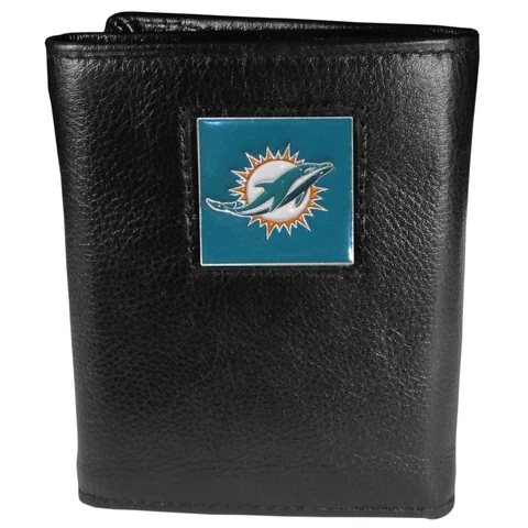 Siskiyou Sports NFL Men's Miami Dolphins Genuine Leather Tri-fold Wallet Cover