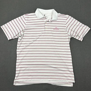 Fairway & Greene Polo Shirt Mens Large Tech Performance White Pink Striped Logo - Picture 1 of 8