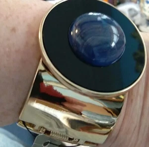 Chico's Blue Lapis And Gold Colored Cuff Bracelet NiB - Picture 1 of 8