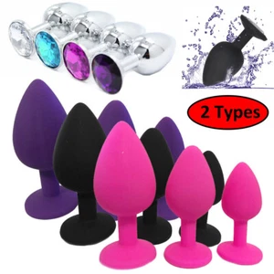 LOT Diamond Butt Toy Plug Anal Insert Jeweled Gem Stopper Silicone Steel Women - Picture 1 of 18