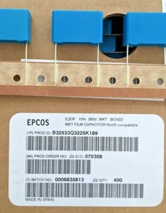 150 Stück Folienkondensatoren Epcos B32533Q3225K189 2,2uF 250V MKT RM22,5   - Picture 1 of 1