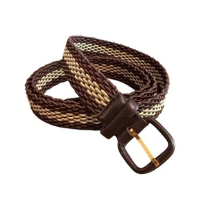 Maus & Hoffman Braided Brown and Tan Elastic Stretch Belt  - Picture 1 of 10