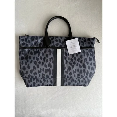 NWT Pottery Barn Baby Nylon Large Diaper Tote Bag Black Gray Leopard Print Chic - Image 1 of 4