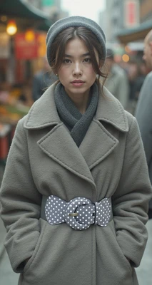 Women Hip High Waist Elastic Strap Gray Color Cute Belt White Polka Dots XS S M - Image 1 of 4