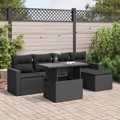 Vidaxl Gartenmöbel Sofa Garnitur Sitzgruppe Lounge 6-tlg. Schwarz Poly Rattan vi - Bild 1 von 4