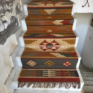 Alfombra de yute india hecha a mano kilim corredor lana alfombra de yute Halloween escalera kilim alfombra - Imagen 1 de 13