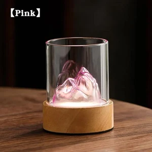 Glass Mountain Bedside Side Table Light Lamp USB Rechargeable Touch Control Pink - Picture 1 of 3