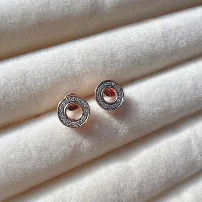 Beautiful Real 18k Rose Gold Stud Earrings With Real Diamond - Image 1 of 4