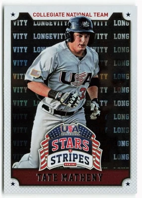2015 Tate Matheny Panini USA Baseball Stars & Stripes Rookie Longevity Hobby - Image 1 of 2
