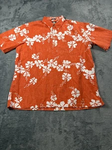 Reyn Spooner Shirt Mens XL Orange White Aloha Hibiscus Floral Classic Popover - Picture 1 of 11