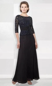 NEW CAMERON BLAKE dress chiffon sequins mother of the bride formal black 10 - Picture 1 of 8