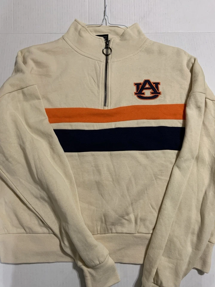 NCAA Women’s  Auburn Tigers 1/2 Zip Pullover Top Size Large Cream - Image 1 of 4