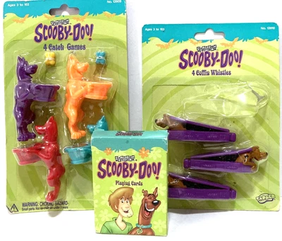 Scooby Doo Lot of 3 Party Favor Toys Deck of Cards 1999 Whistles Catch Games - Image 1 of 4