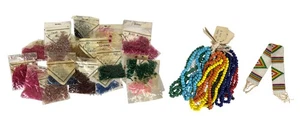 ~1 lb LOT Assorted Color Glass Seed Beads Hank of Crow Beads Beaded Strip - Picture 1 of 10