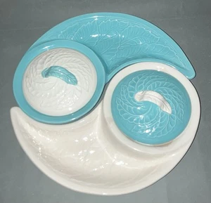 Vtg Hoenig Of California Pottery Yin Yang Serving Dip Ceramic Platters Rare READ - Picture 1 of 17