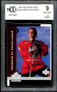Brad Richards Rookie Card 1997-98 Upper Deck #418 BGS BCCG 9 (Read Description) - Picture 1 of 2