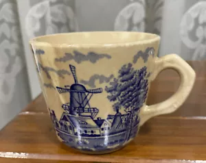 Antique Delfts Hand Painted Coffee Cup With Blue Dutch Scene Delfts Sign On Base - Picture 1 of 9