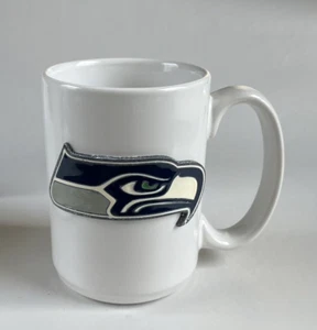 Seattle Seahawks NFL Football Raised Logo White Ceramic Coffee Mug Cup - Picture 1 of 8