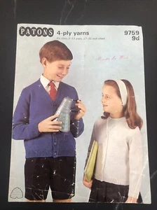 Vintage Patons 4 Ply Yarns Children’s Knitting Pattern No 9759 - Picture 1 of 2