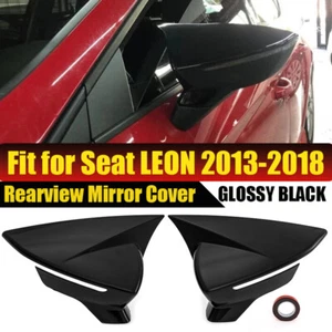 For Seat Leon Mk3 MK3.5 5F FR-Cupra TSI 2013-18 Gloss Black OX Horn Mirror Cover - Picture 1 of 8
