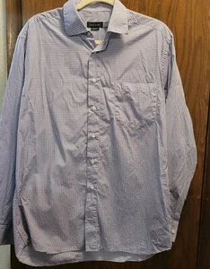 ST. CROIX Men's Shirt Size Large Check lavender Made in Italy Long Sleeve 46x30 - Picture 1 of 5