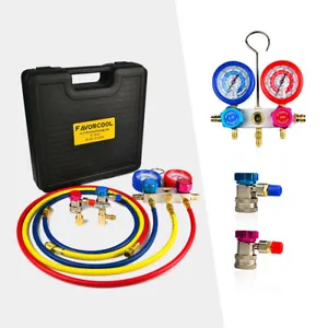 FAVORCOOL AC Manifold Gauge Set refrigerant R410A Charge Full Tool Kit - Picture 1 of 12