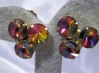 Amazing Xx Sparkling Reverse Rhinestone Vintage 60's Classic Clip Earrings 565a2