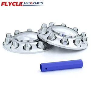 Pair Front Wheel Covers Hub Axle Semi Plastic ABS 33mm Nut Covers Chrome - Picture 1 of 7