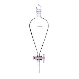250ml,24/40,Glass Separatory Funnel,Pear Shape,PTFE Stopcock,Straight Drop Tube - Picture 1 of 5