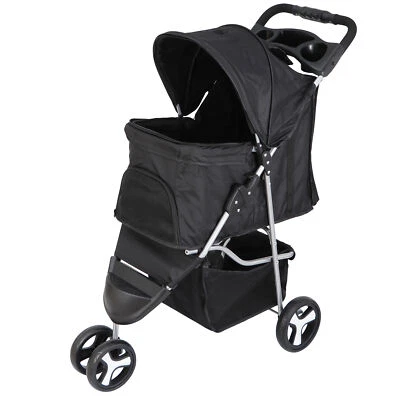 Dog Stroller Pet Travel Carriage 3 Wheeler w/Foldable Carrier Cart W/Cup Holder - Image 1 of 4