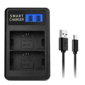 LP-E6 LPE6 Dual Battery Charger LCD Display for 5D Mark II, Mark III - Photo 1 sur 8