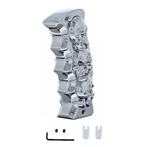 Chrome Aluminum Skull Pistol Grip Universal Gear Shift Knob Lever Handle Shifter - Picture 1 of 4