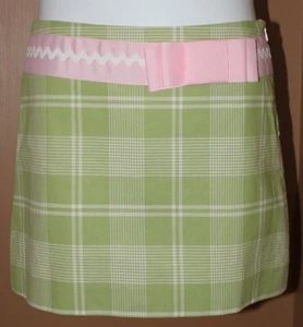 MOLLY B Green White Plaid Pink Bow Cotton Skirt NWOT 6 CUTE - Picture 1 of 6