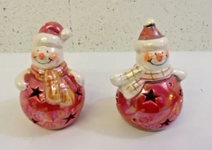 set of 2 Light up Red Snowman Christmas Santa - Picture 1 of 5