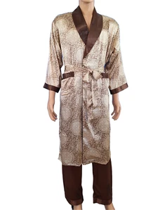 Mens Satin Silk Pajama Pants Silk Robe Lounge bottoms Nightgown Kimono - Picture 1 of 10