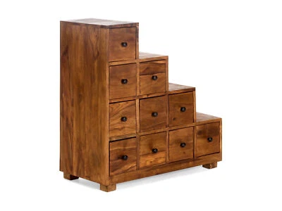 Treppenkommode Merlin 10 Schubladen massiv Holz Palisander braun Raumteiler - Bild 1 von 4