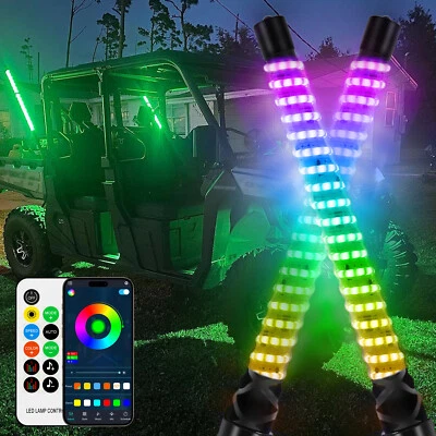 2X Luces de látigo de freno de persecución en espiral LED COB RGB COB 1 FT para CF-Moto UForce 1000 800 Foto 1 de 4