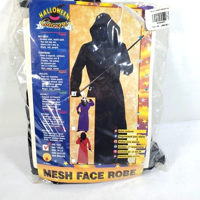 Bata facial de malla negra para adultos Disfraz de Halloween Adulto Talla única Foto 1 de 4