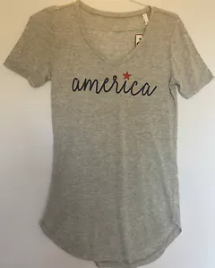 Neu mit Etikett Royce Tee Damen-T-Shirt leicht Premium-Mischung U-Ausschnitt unten Amerika - Bild 1 von 6