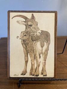 Vintage Linda Kay Powell Print Bighorn Sheep Plaque Gallery Wall 7” Wildlife - Picture 1 of 6