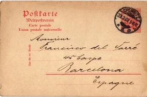 Alemania 1907 Papelería Postal de Chemnitz a Barcelona (1421) - Imagen 1 de 2