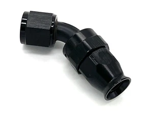 Accesorio de aluminio AN8 45° tablero 8 PTFE conector negro D10 3/4 - 16UNF - Imagen 1 de 2