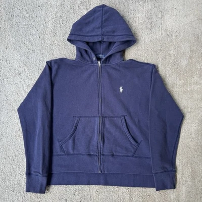 Polo Ralph Lauren Full Zip Hoodie Sweatshirt Knit Navy Blue Pony Size Medium - Image 1 of 4